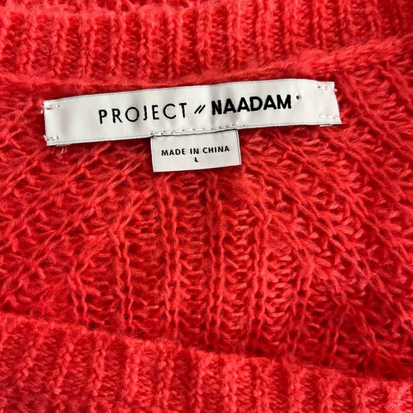 Project x Naadam Open Knit Bell Sleeve Bow Sleeve Sweater - Coral - Picture 10 of 11